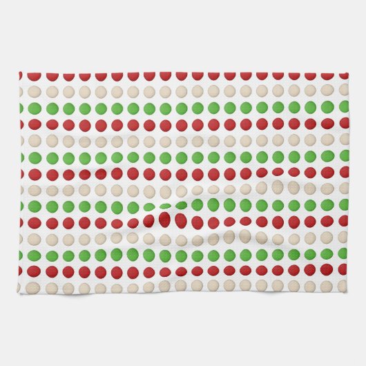 Red Green White Dots Handtuch (Horizontal)