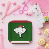 Red & Green White Elephant Weihnachtsgeschenk Part Pappteller (Party)