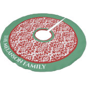 Red Green White Floral Damask Weihnachtsbaumrock Polyester Weihnachtsbaumdecke (Schrägansicht)