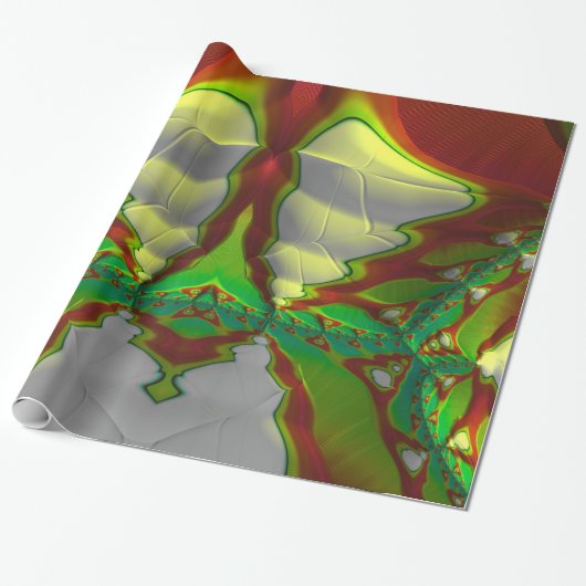 ~ Red Green White Fraktal ~ Christmas Geschenkpapier (Ungerollt)