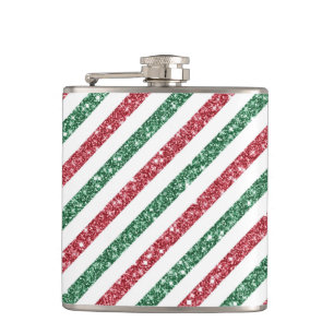 RED GREEN WHITE GLITZER SEHEN DIAGONAL STRIPES AUS FLACHMANN