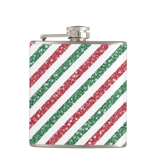 RED GREEN WHITE GLITZER SEHEN DIAGONAL STRIPES AUS FLACHMANN (Vorderseite)
