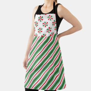 RED GREEN & WHITE HOLIDAY CANDIES & STRIPES SCHÜRZE