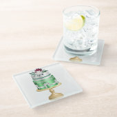 RED GREEN & WHITE HOLIDAY CHRISTMAS CAKE GLASUNTERSETZER (Schrägansicht)