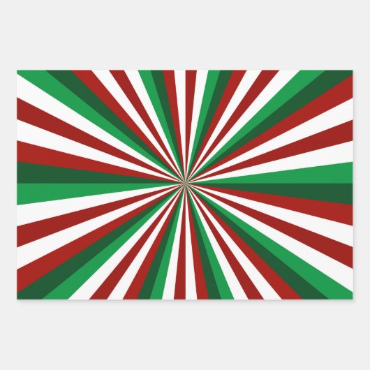 RED GREEN WHITE HOLIDAY CHRISTMAS PINWHEEL PATTERN GESCHENKPAPIER SET (Vorderseite)