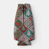 Red Green White Imitats Strick Weihnachtsmuster Flaschenkühler (Rückseite)