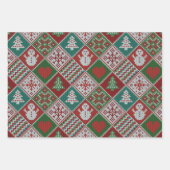 Red Green White Imitats Strick Weihnachtsmuster Geschenkpapier Set (Vorderseite 2)