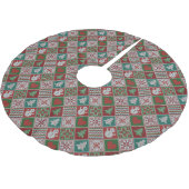 Red Green White Imitats Strick Weihnachtsmuster Polyester Weihnachtsbaumdecke (Schrägansicht)