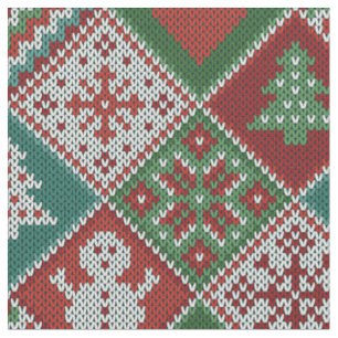 Red Green White Imitats Strick Weihnachtsmuster Stoff