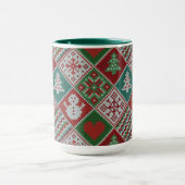 Red Green White Imitats Strick Weihnachtsmuster Tasse (Zentrum)