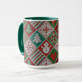 Red Green White Imitats Strick Weihnachtsmuster Tasse (Vorderseite Links)