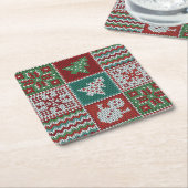 Red Green White Imitats Strick Weihnachtsmuster Untersetzer (angewinkelt)