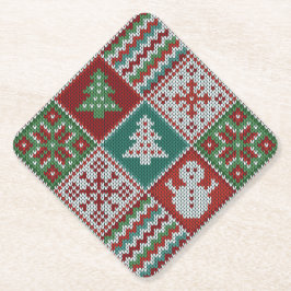 Red Green White Imitats Strick Weihnachtsmuster Untersetzer