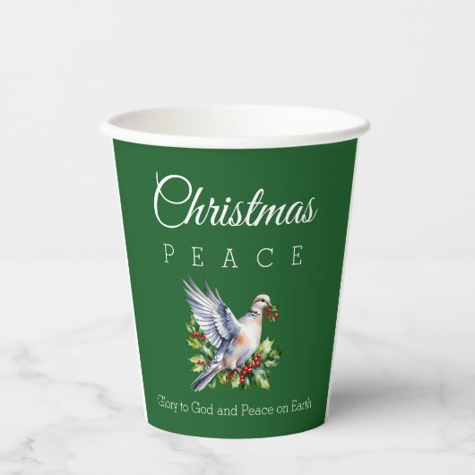 Red Green White Peace Dove Christian Christmas Pappbecher (Vorderseite)