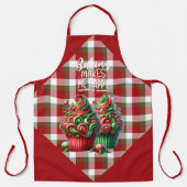 Red Green White Plaid Christmas Cupcakes Schürze (Vorderseite)