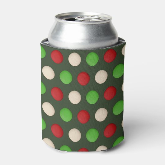 Red Green White Polka Dot Dosenkühler (Kanne Vorderseite)
