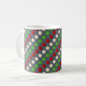 Red Green White Polka Dot Kaffeetasse (Vorderseite Links)