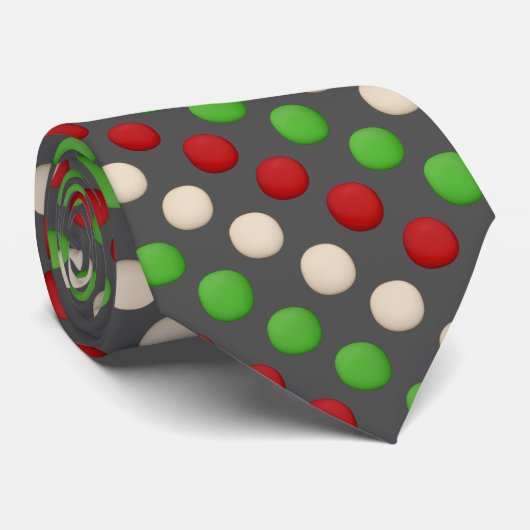 Red Green White Polka Dot Krawatte (Gerollt)
