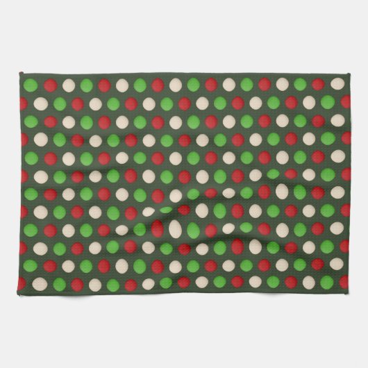 Red Green White Polka Dot Pattern Geschirrtuch (Horizontal)