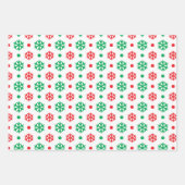 Red Green White Snowflake Holiday Weihnachten Tren Geschenkpapier Set (Vorderseite 2)