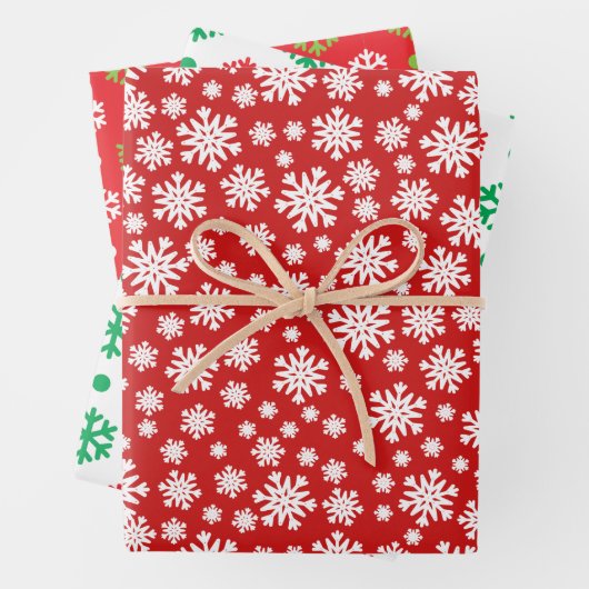 Red Green White Snowflake Holiday Weihnachten Tren Geschenkpapier Set (Beispiel)
