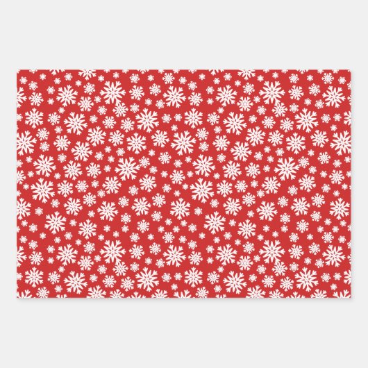 Red Green White Snowflake Holiday Weihnachten Tren Geschenkpapier Set (Vorderseite)