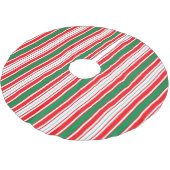 Red Green & White Stripe Christmas Tree Skirt Polyester Weihnachtsbaumdecke (Schrägansicht)