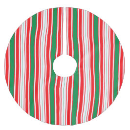 Red Green & White Stripe Christmas Tree Skirt Polyester Weihnachtsbaumdecke