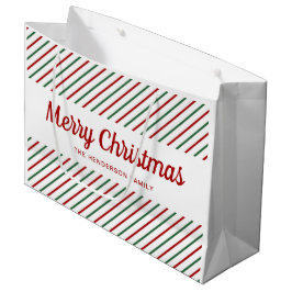 Red Green White Stripes Frohe Weihnachten Große Geschenktüte