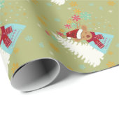 Red Green White Tree Rentier Muster Weihnachten Geschenkpapier (Rolleneckpunkt)