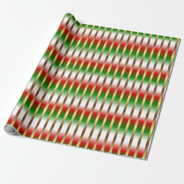 Red Green White und Gold Streifen Weihnachten Geschenkpapier