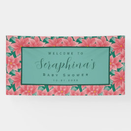 Red & Green Winter Poinsettia Baby Showbanner Banner