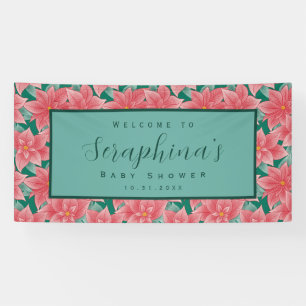 Red & Green Winter Poinsettia Baby Showbanner Banner