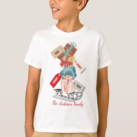 Red Green Winter Sled Family Matching Weihnachten T-Shirt (Vorderseite)