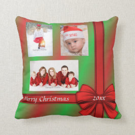 Red Green Wrapped Gift Christmas Foto Kissen