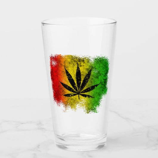 Red Green Yellow Reggae Rasta Leaf Jamaican Grunge Glas (Vorderseite)