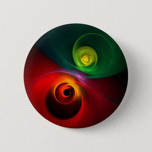 Red Green Yin Yang Modernes Abstraktes Kunstmuster Button (Vorderseite)