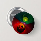 Red Green Yin Yang Modernes Abstraktes Kunstmuster Button (Vorne & Hinten)