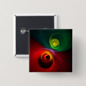 Red Green Yin Yang Modernes Abstraktes Kunstmuster Button (Vorne & Hinten)