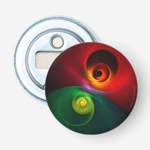 Red Green Yin Yang Modernes Abstraktes Kunstmuster Flaschenöffner