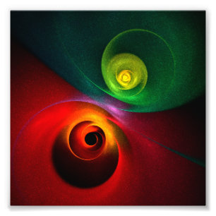 Red Green Yin Yang Modernes Abstraktes Kunstmuster Fotodruck