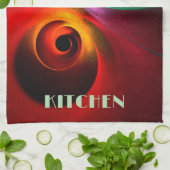 Red Green Yin Yang Modernes Abstraktes Kunstmuster Geschirrtuch (Gefaltet)