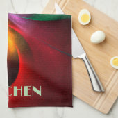 Red Green Yin Yang Modernes Abstraktes Kunstmuster Geschirrtuch (Viertel Falte)