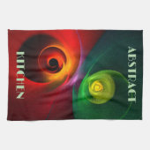 Red Green Yin Yang Modernes Abstraktes Kunstmuster Geschirrtuch (Horizontal)