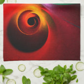 Red Green Yin Yang Modernes Abstraktes Kunstmuster Geschirrtuch (Gefaltet)