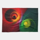 Red Green Yin Yang Modernes Abstraktes Kunstmuster Geschirrtuch (Horizontal)