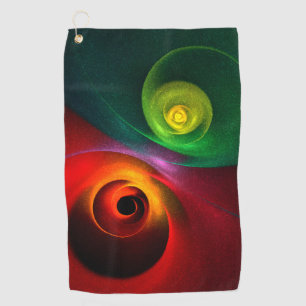 Red Green Yin Yang Modernes Abstraktes Kunstmuster Golfhandtuch