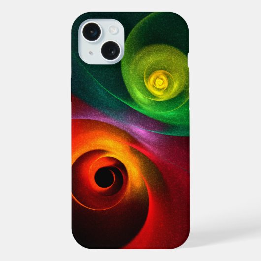 Red Green Yin Yang Modernes Abstraktes Kunstmuster iPhone Hülle (Rückseite)