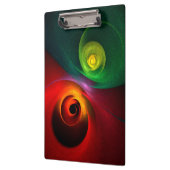 Red Green Yin Yang Modernes Abstraktes Kunstmuster Klemmbrett (Links)