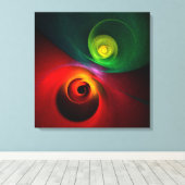 Red Green Yin Yang Modernes Abstraktes Kunstmuster Leinwanddruck (Insitu (Holzboden))